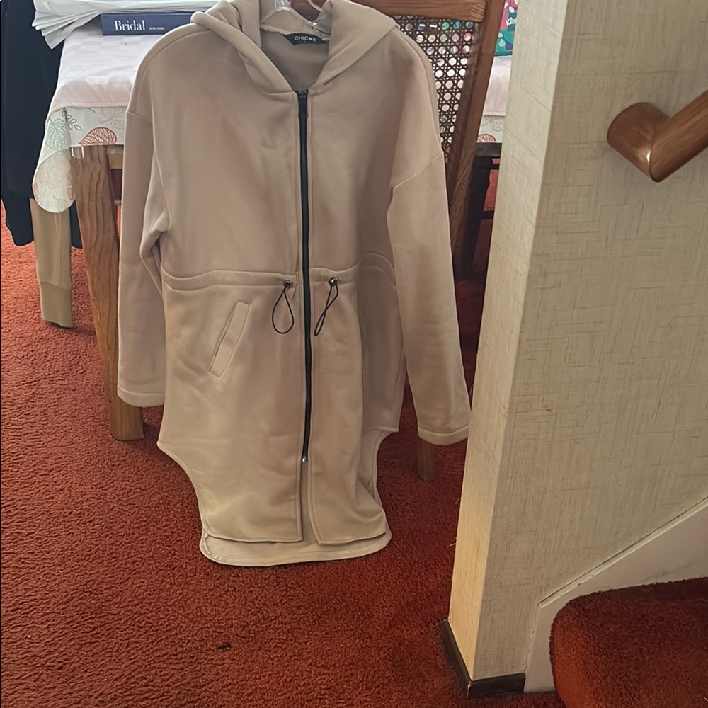 Cream Hooded Jacket by ChicMe